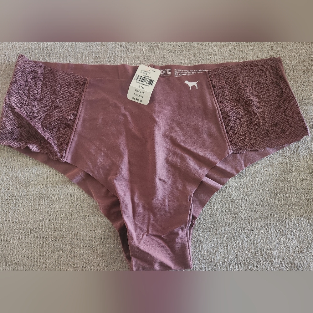3/$10 NWT Victoria's Secret PINK Raisen Cheekster Panty Sz L